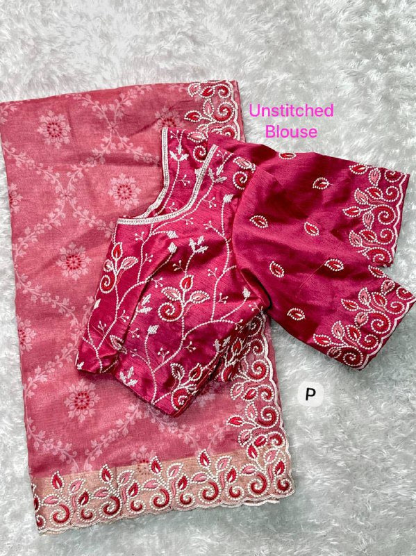 Premium Cotton Satin Saree with Bandhej Print & Mono Banglori Blouse