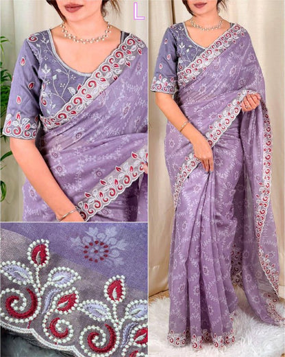 Premium Cotton Satin Saree with Bandhej Print & Mono Banglori Blouse