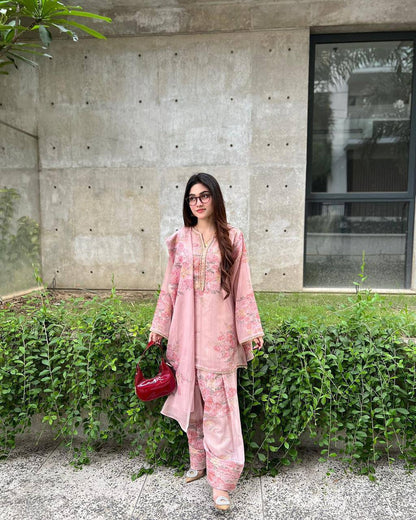 Premium Faux Georgette Top, Farshi Pant & Dupatta