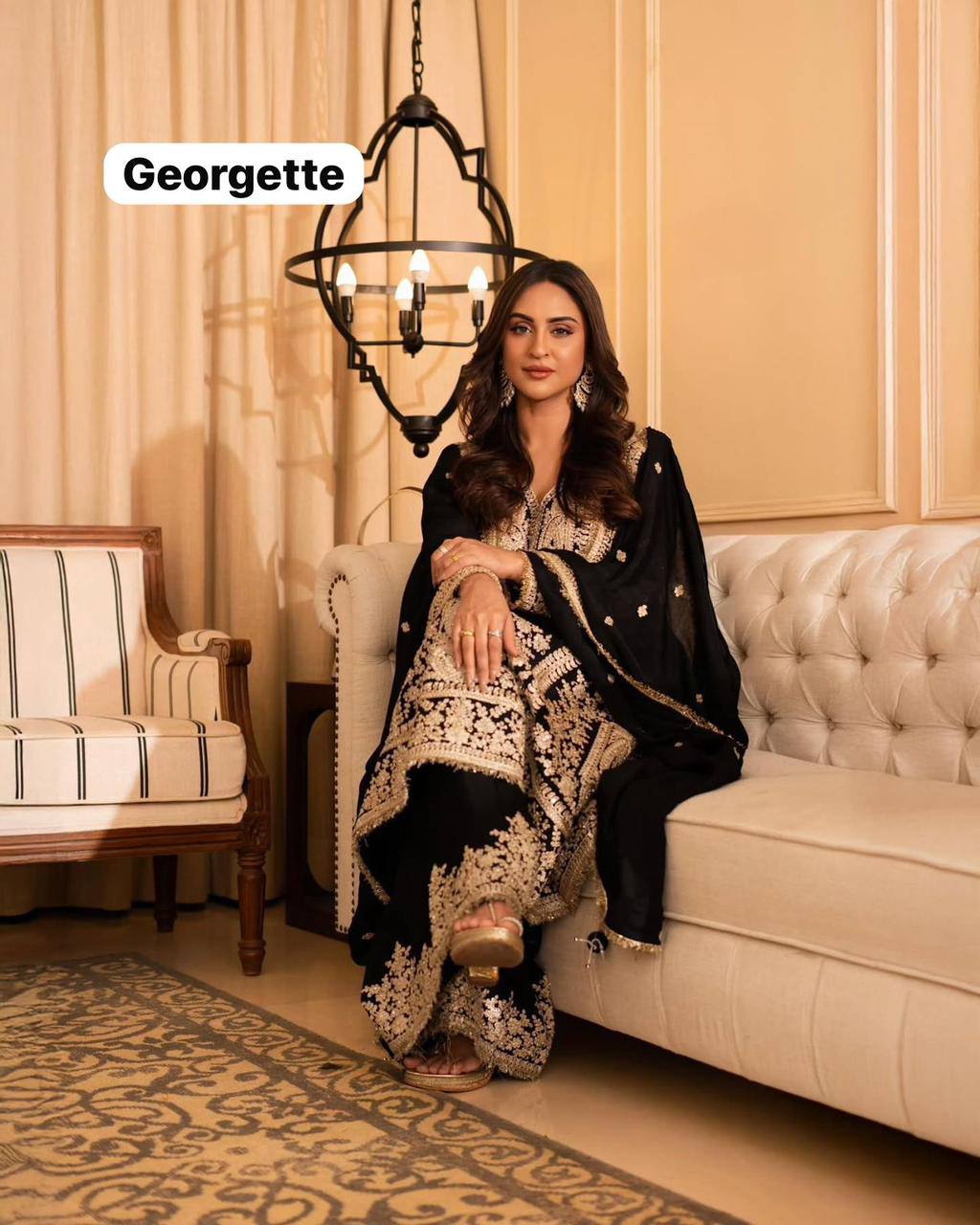 Premium Georgette Kurti, Plazzo & Dupatta – Sequins & Thread Embroidery Work