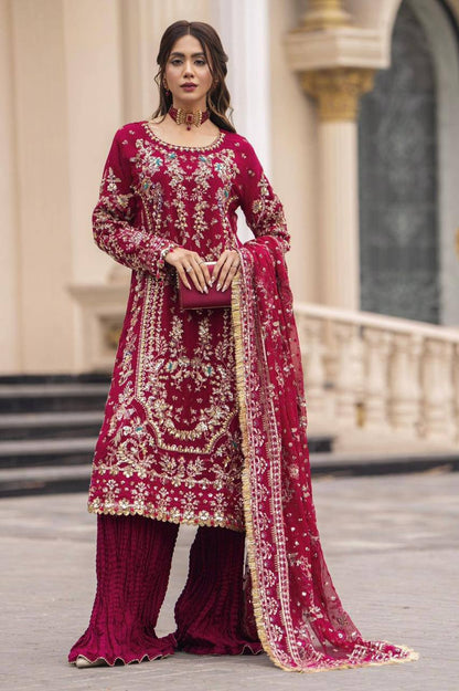 Premium Faux Georgette Top, Plazzo & Dupatta – Heavy Sequins & Beads Embroidery
