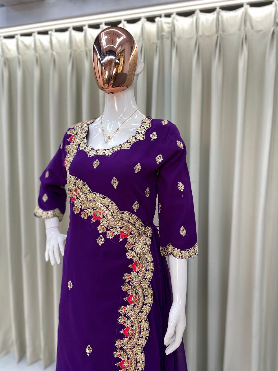 Designer Western Gown | Sequins & Foil Work | Faux Georgette Party Wear Gown