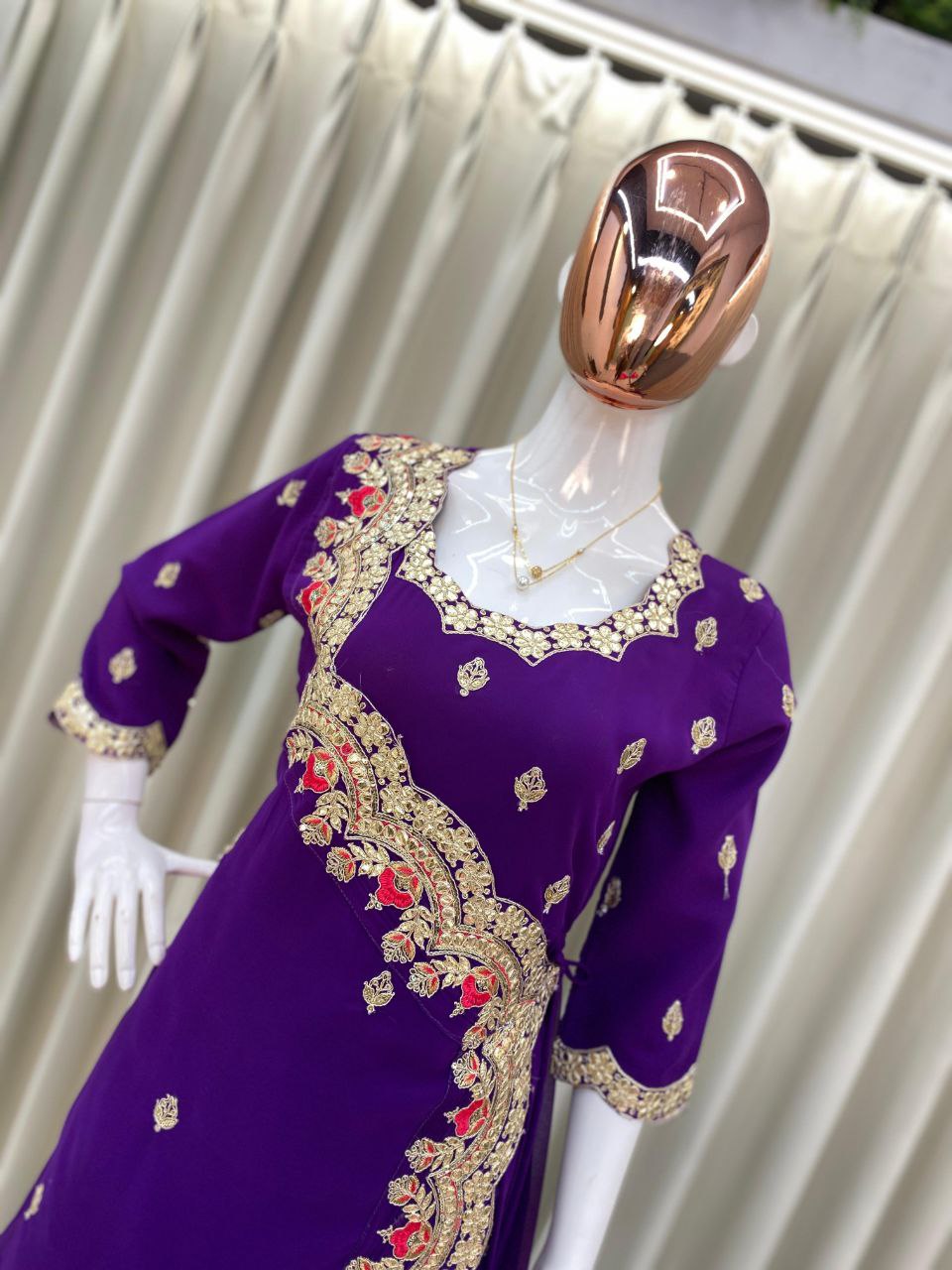 Designer Western Gown | Sequins & Foil Work | Faux Georgette Party Wear Gown