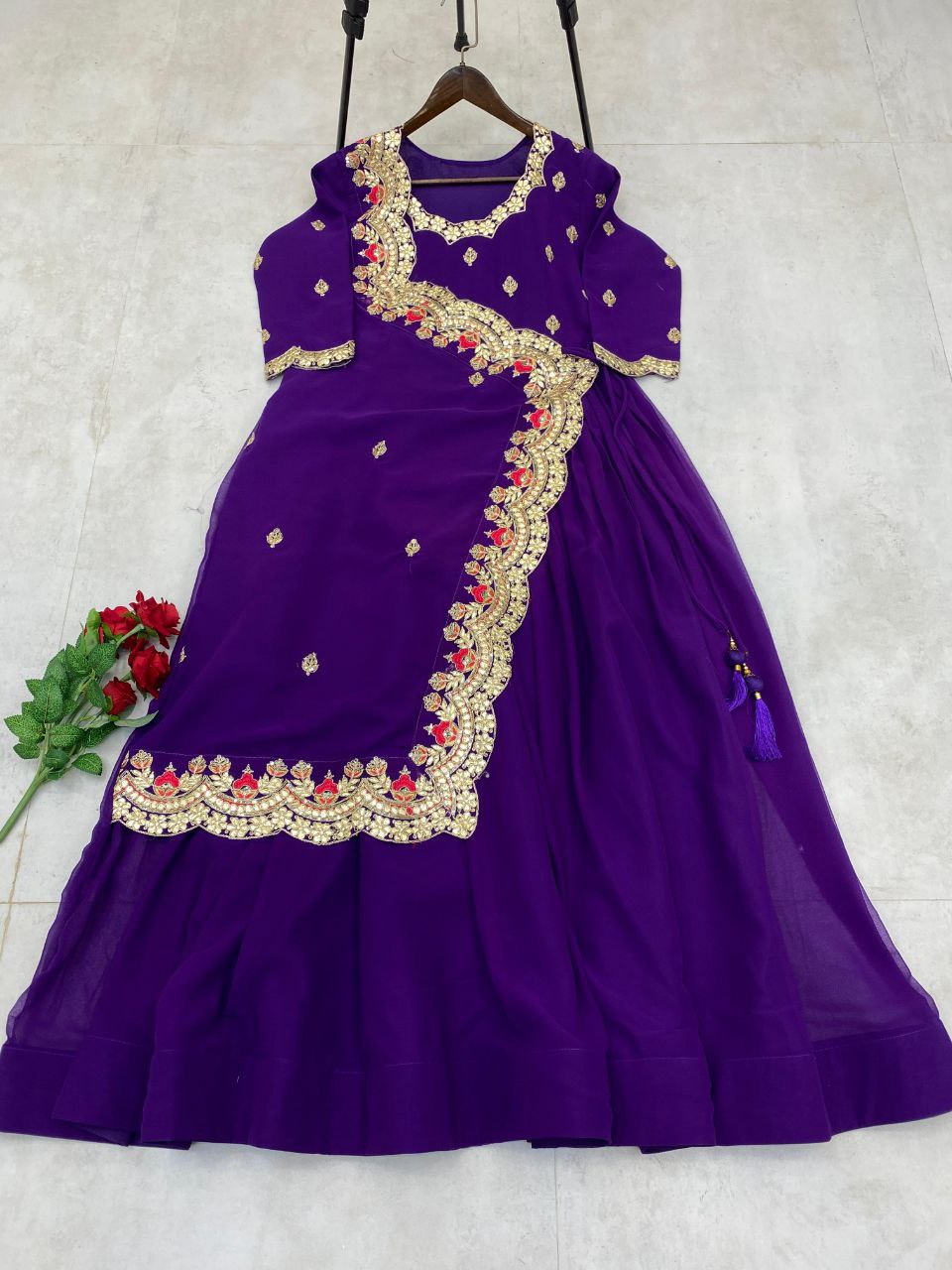 Designer Western Gown | Sequins & Foil Work | Faux Georgette Party Wear Gown