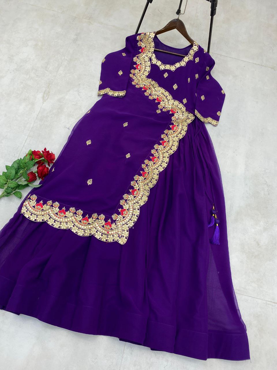 Designer Western Gown | Sequins & Foil Work | Faux Georgette Party Wear Gown