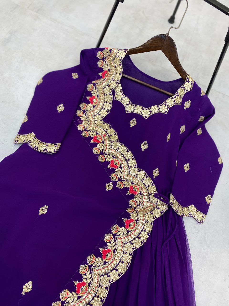 Designer Western Gown | Sequins & Foil Work | Faux Georgette Party Wear Gown