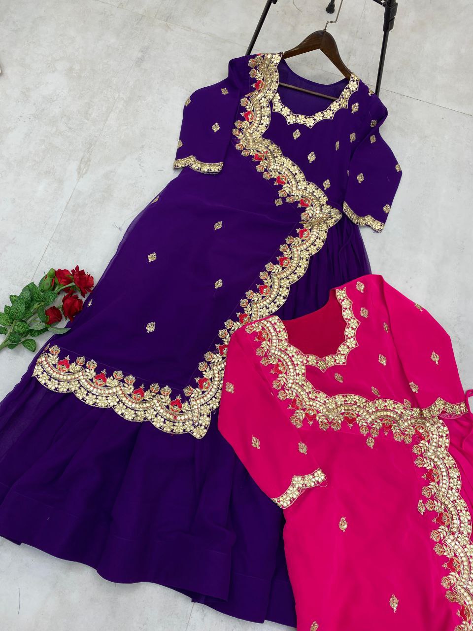Designer Western Gown | Sequins & Foil Work | Faux Georgette Party Wear Gown