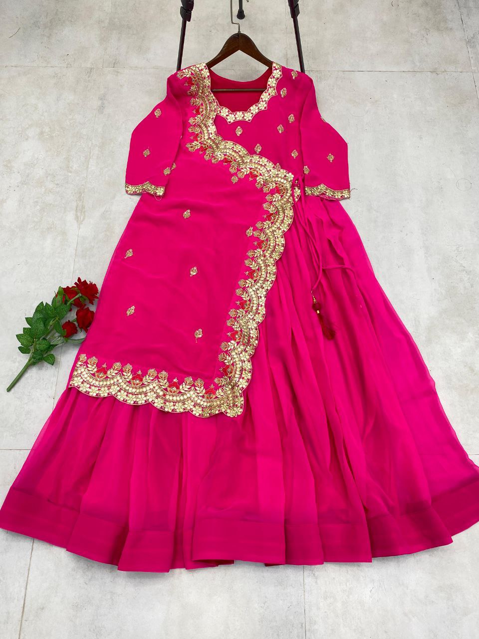 Designer Western Gown | Sequins & Foil Work | Faux Georgette Party Wear Gown