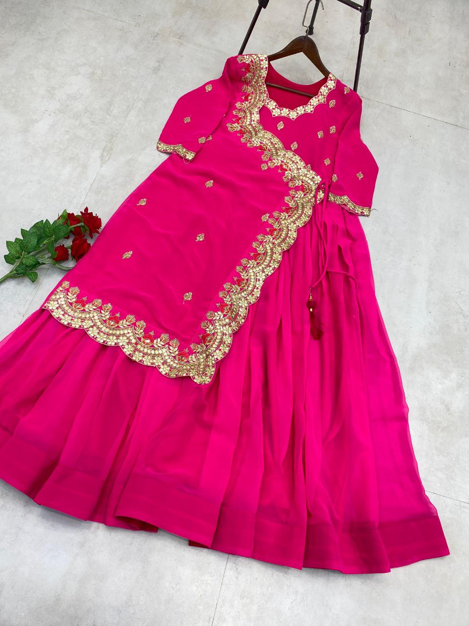 Designer Western Gown | Sequins & Foil Work | Faux Georgette Party Wear Gown