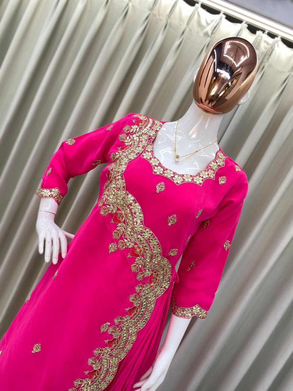 Designer Western Gown | Sequins & Foil Work | Faux Georgette Party Wear Gown