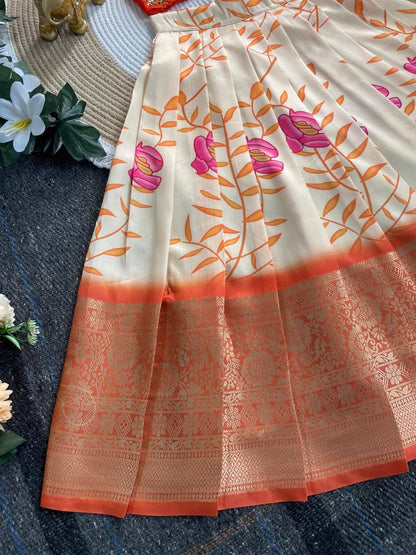 Premium Satin Silk Blouse & Pure Silk Lehenga – Maggam Embroidery Work