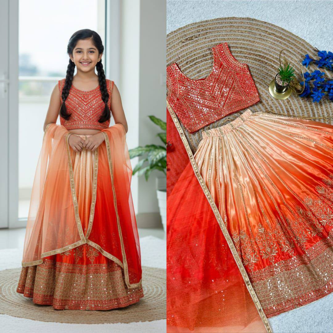 Premium Chinon Silk Lehenga, Blouse & Dupatta – Sequins Embroidery