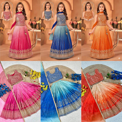 Premium Chinon Silk Lehenga, Blouse & Dupatta – Sequins Embroidery