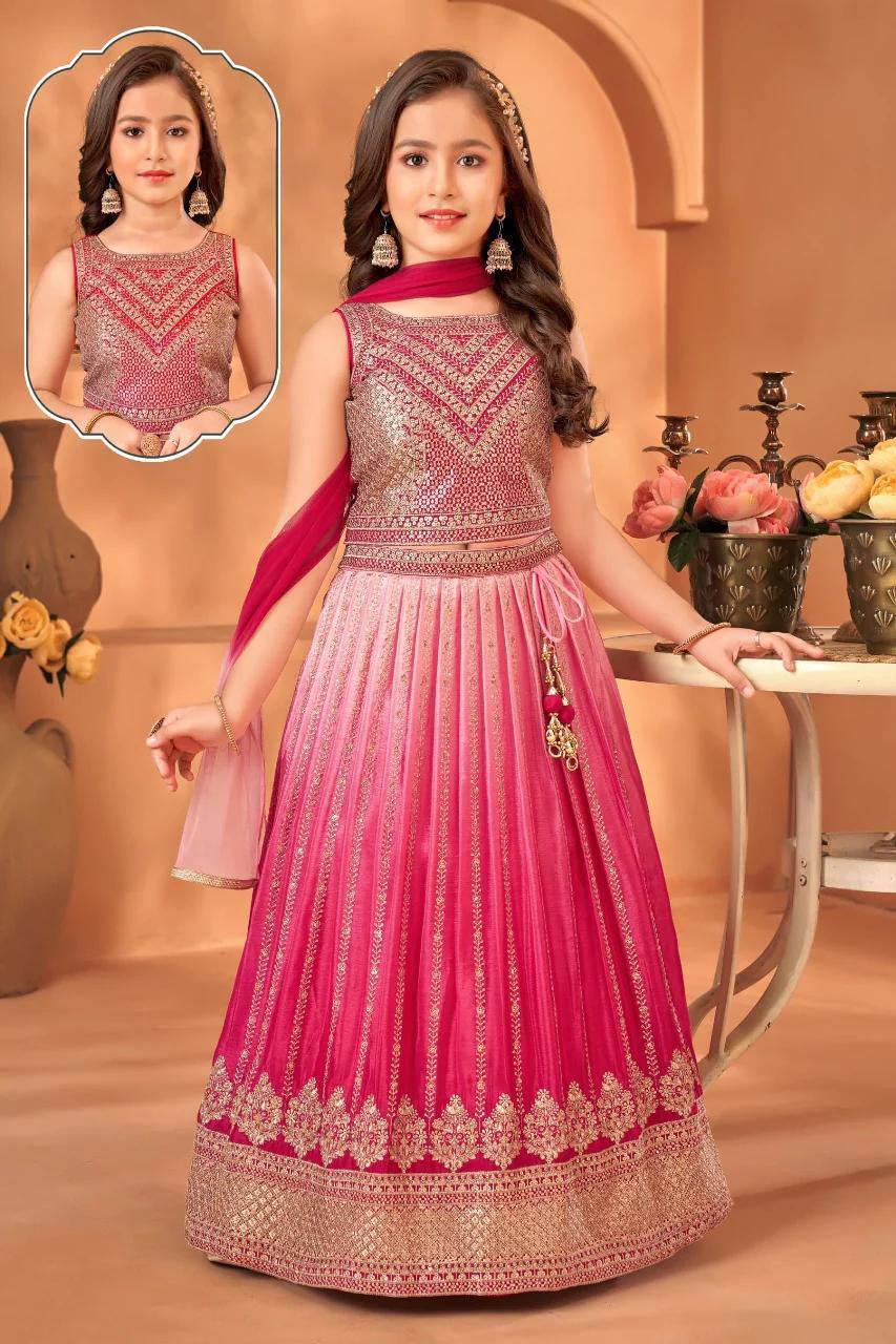 Premium Chinon Silk Lehenga, Blouse & Dupatta – Sequins Embroidery