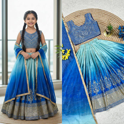 Premium Chinon Silk Lehenga, Blouse & Dupatta – Sequins Embroidery