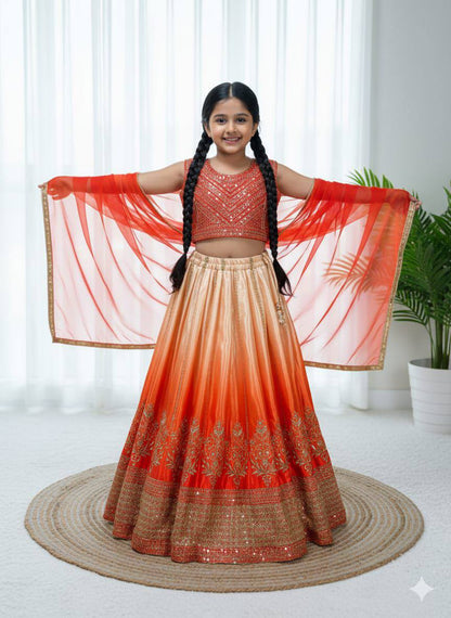Premium Chinon Silk Lehenga, Blouse & Dupatta – Sequins Embroidery