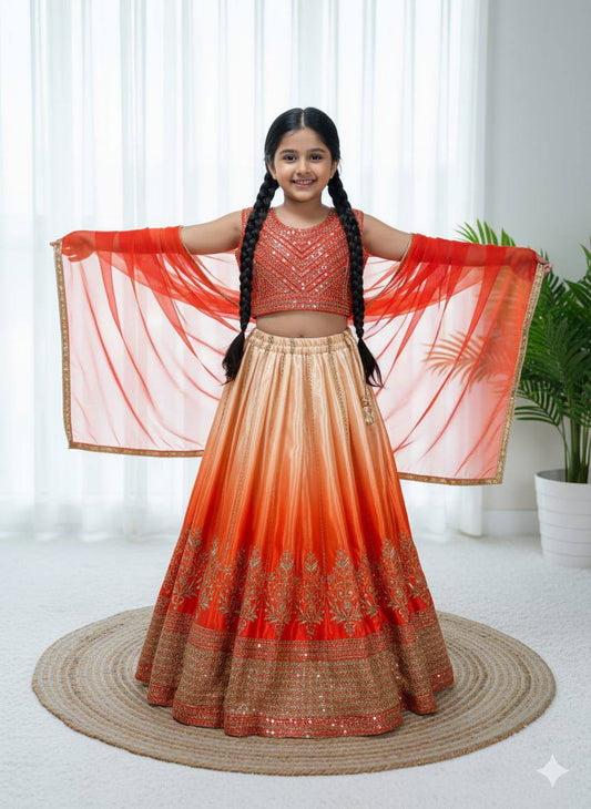 Premium Chinon Silk Lehenga, Blouse & Dupatta – Sequins Embroidery