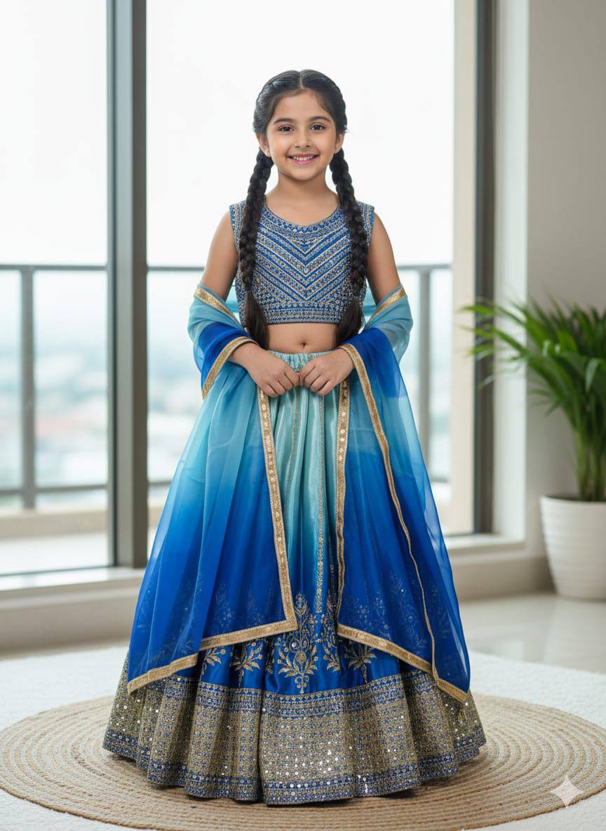Premium Chinon Silk Lehenga, Blouse & Dupatta – Sequins Embroidery