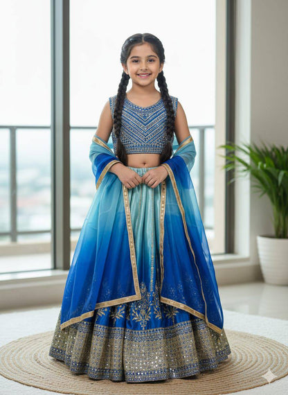 Premium Chinon Silk Lehenga, Blouse & Dupatta – Sequins Embroidery