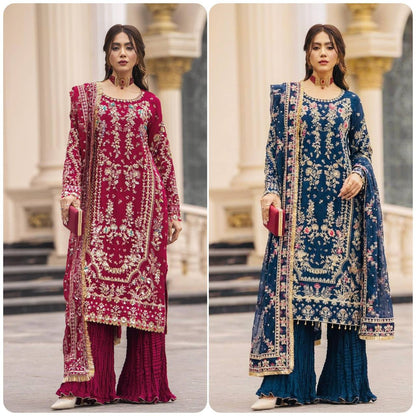 Premium Faux Georgette Party Wear Set – Sequins & Beads Embroidery