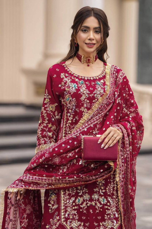 Premium Faux Georgette Party Wear Set – Sequins & Beads Embroidery