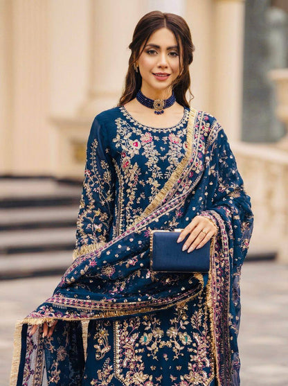 Premium Faux Georgette Party Wear Set – Sequins & Beads Embroidery