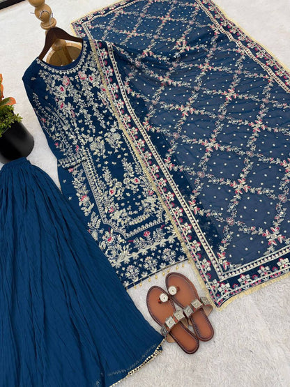 Premium Faux Georgette Party Wear Set – Sequins & Beads Embroidery