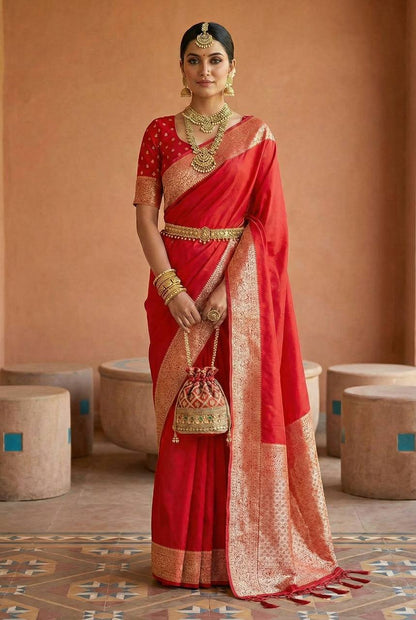 Premium Banarasi Silk Saree – Meenakari Zari Weaving with Tassels