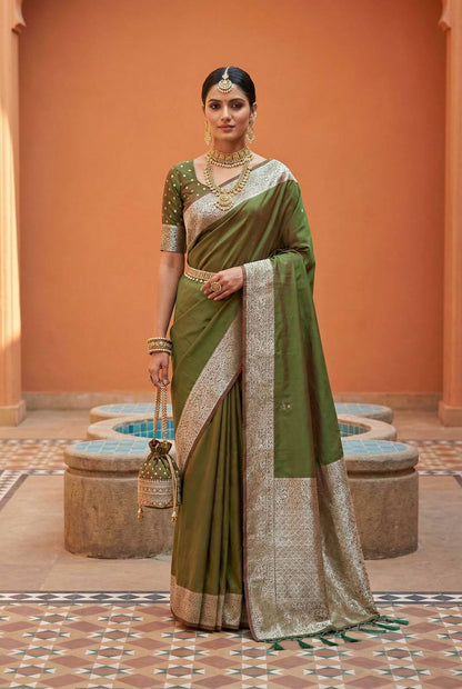 Premium Banarasi Silk Saree – Meenakari Zari Weaving with Tassels