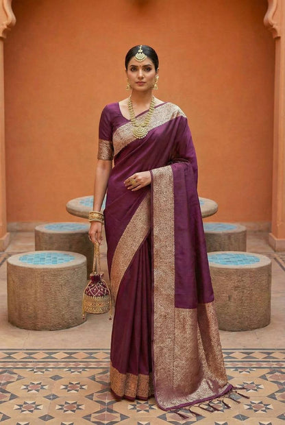 Premium Banarasi Silk Saree – Meenakari Zari Weaving with Tassels