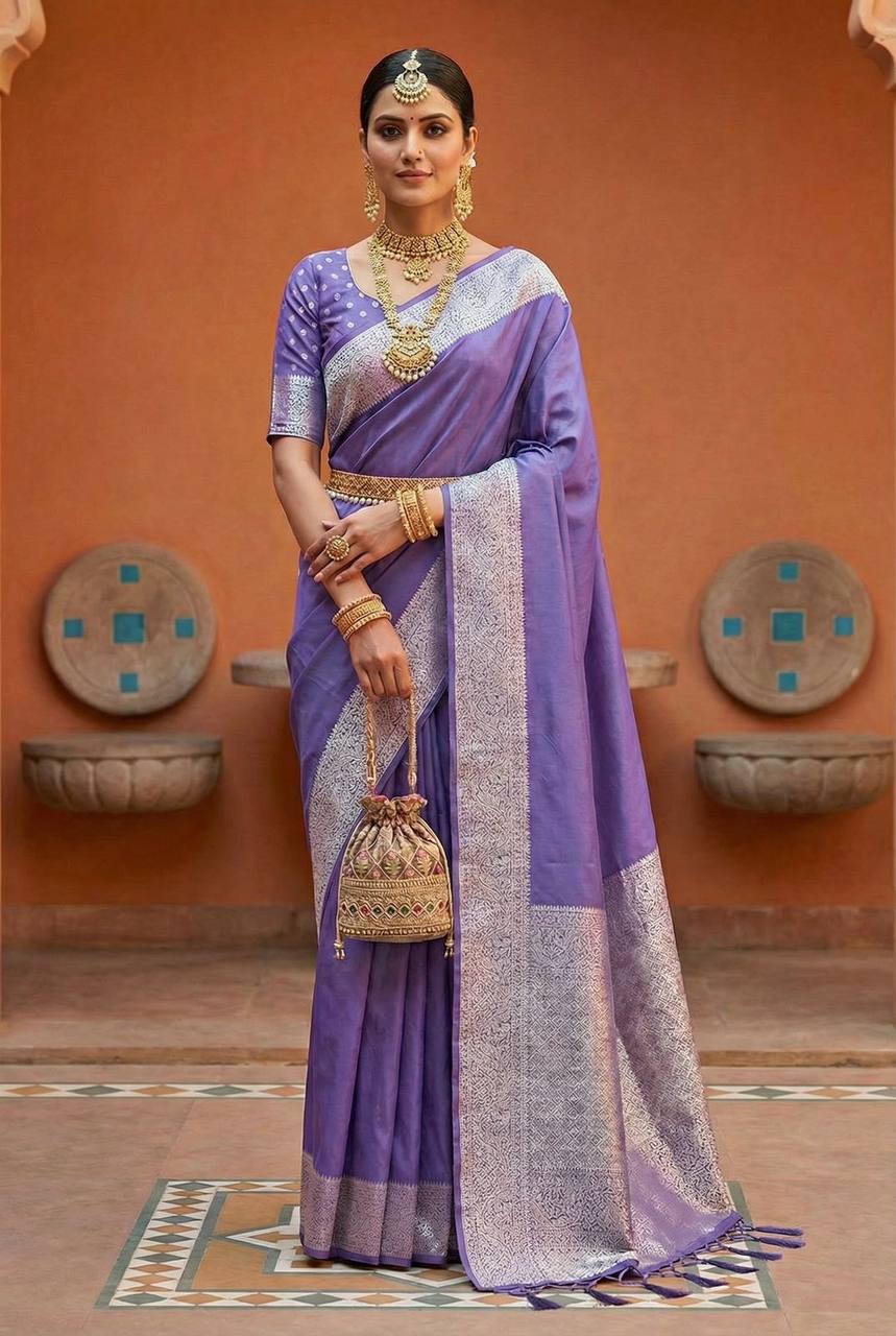 Premium Banarasi Silk Saree – Meenakari Zari Weaving with Tassels