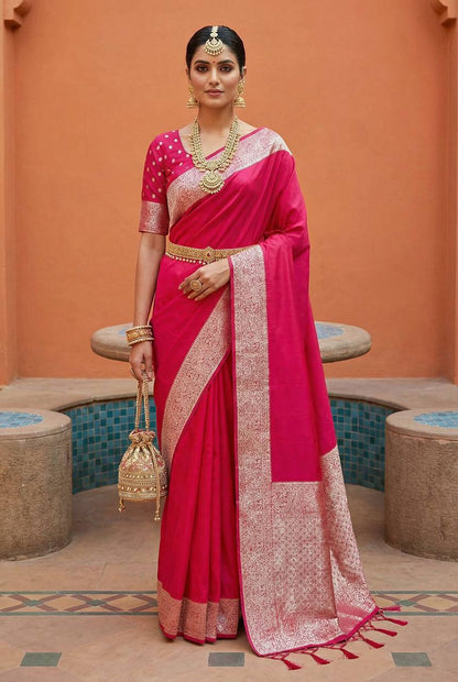 Premium Banarasi Silk Saree – Meenakari Zari Weaving with Tassels