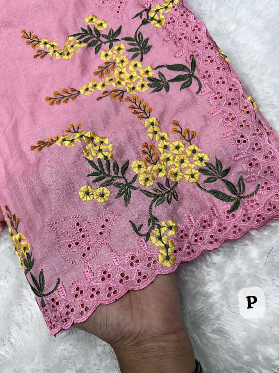 Premium Tusser Cotton Saree – Multi‑Thread Embroidery