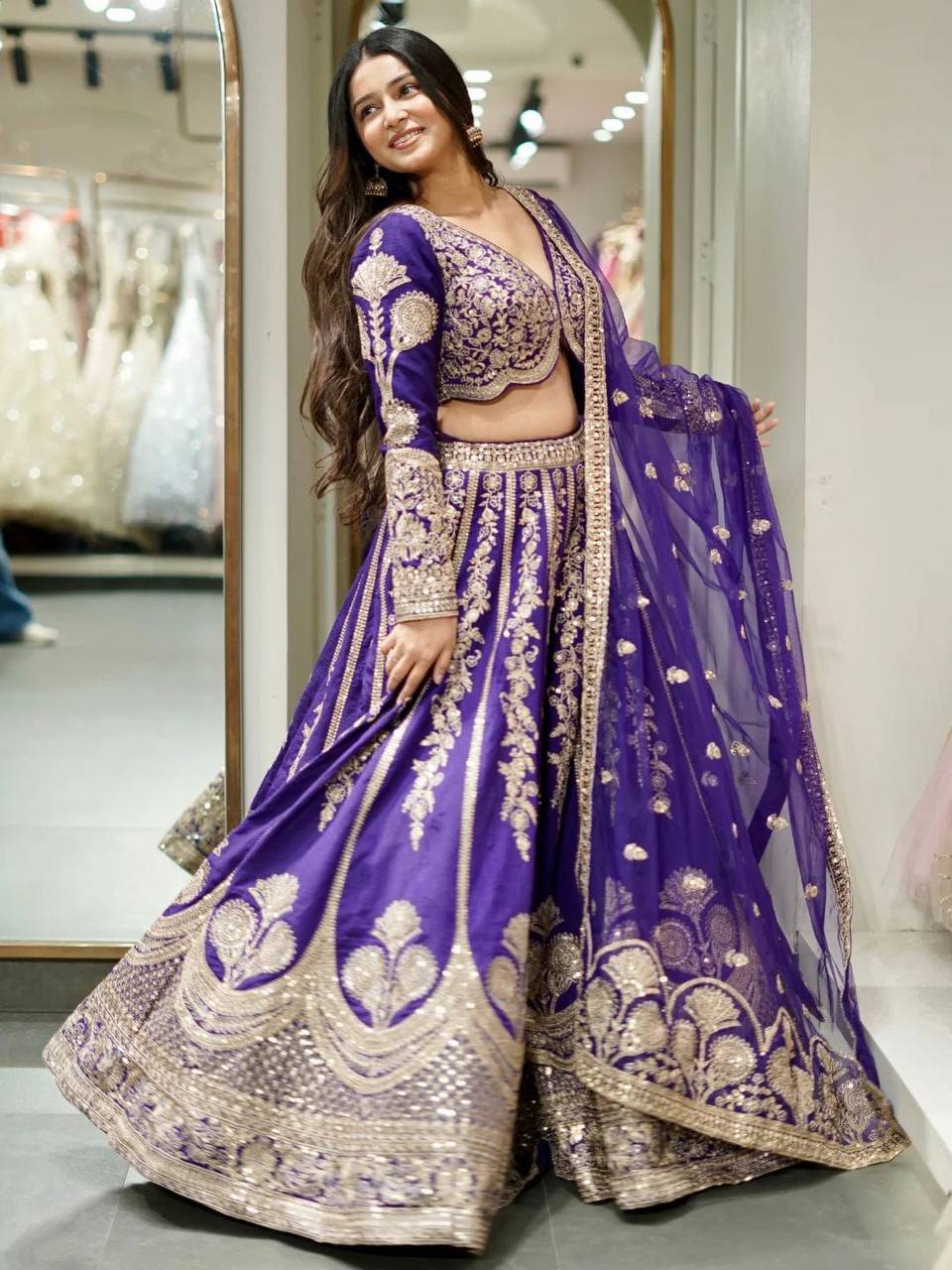 Premium Slub Silk Lehenga‑Blouse‑Dupatta Set with 3.5 meters Flair