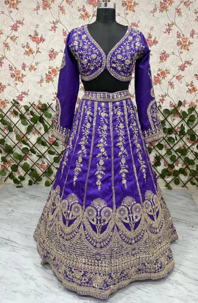Premium Slub Silk Lehenga‑Blouse‑Dupatta Set with 3.5 meters Flair