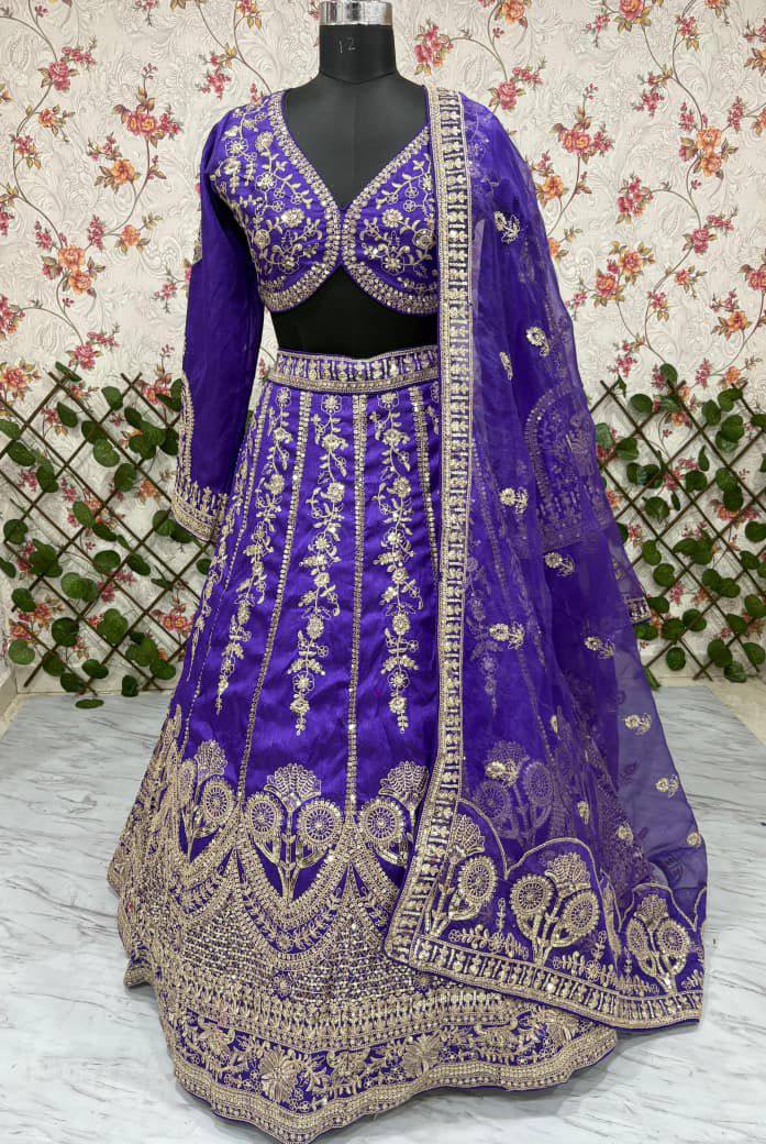 Premium Slub Silk Lehenga‑Blouse‑Dupatta Set with 3.5 meters Flair