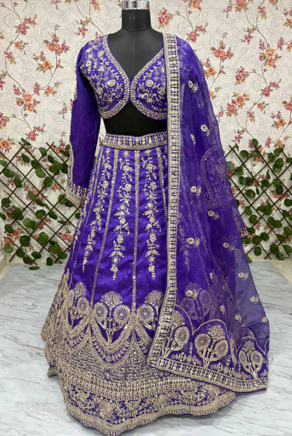Premium Slub Silk Lehenga‑Blouse‑Dupatta Set with 3.5 meters Flair