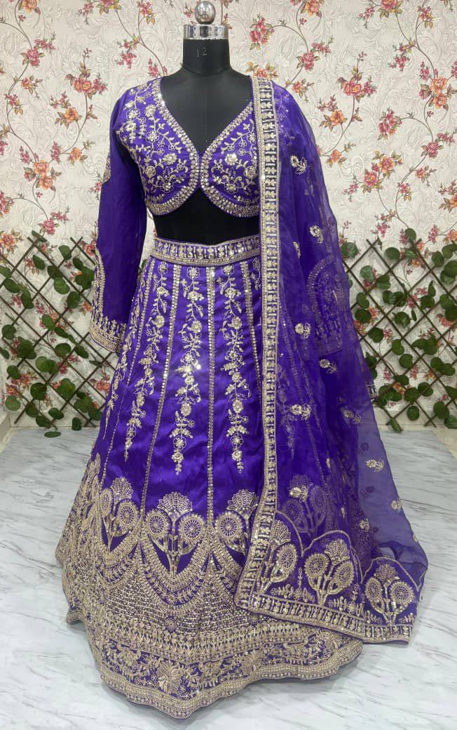 Premium Slub Silk Lehenga‑Blouse‑Dupatta Set with 3.5 meters Flair
