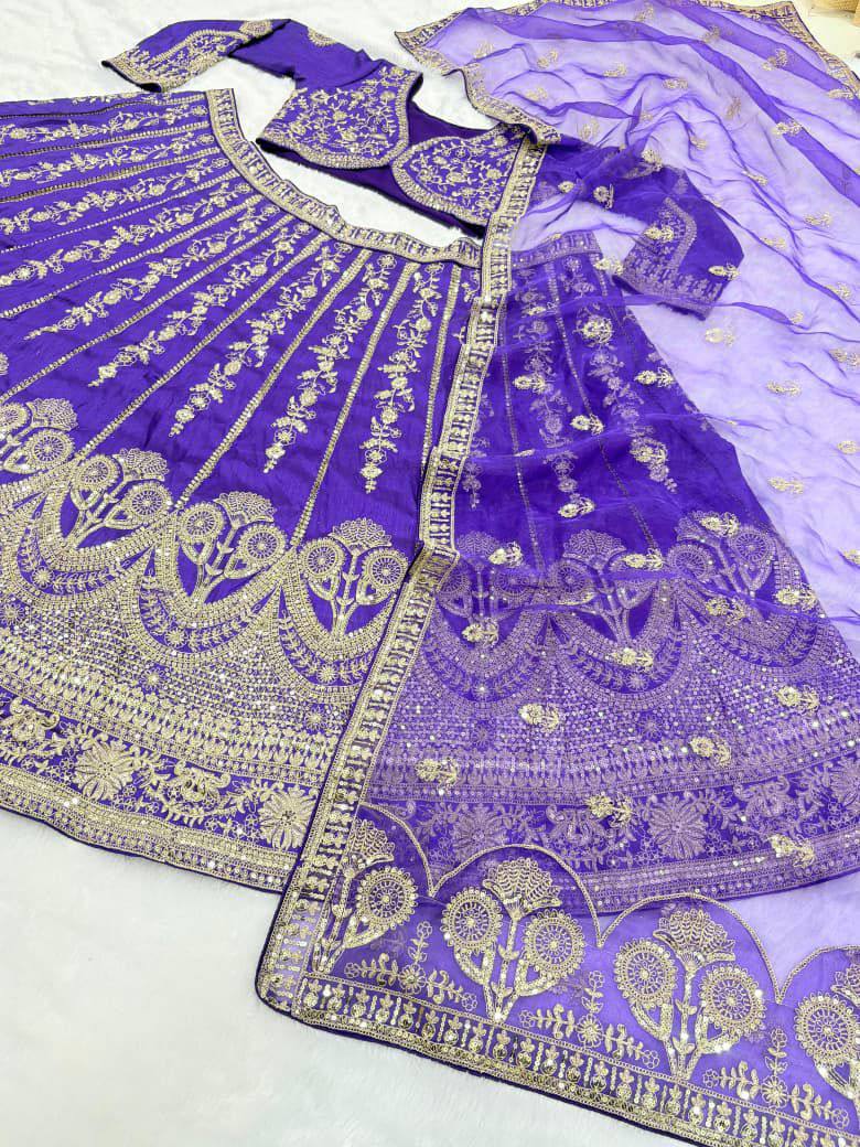 Premium Slub Silk Lehenga‑Blouse‑Dupatta Set with 3.5 meters Flair