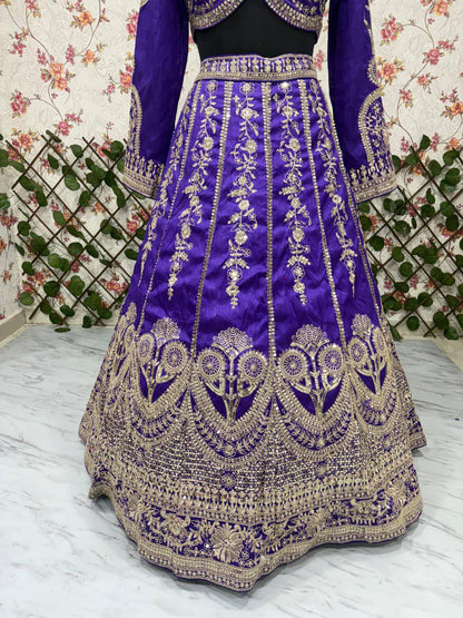 Premium Slub Silk Lehenga‑Blouse‑Dupatta Set with 3.5 meters Flair