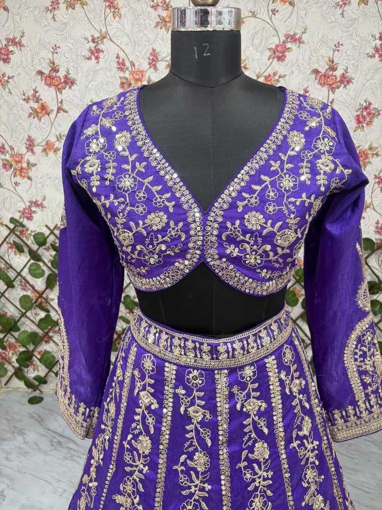 Premium Slub Silk Lehenga‑Blouse‑Dupatta Set with 3.5 meters Flair