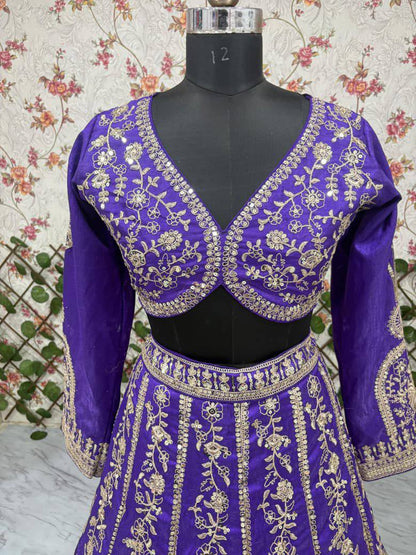 Premium Slub Silk Lehenga‑Blouse‑Dupatta Set with 3.5 meters Flair