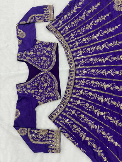 Premium Slub Silk Lehenga‑Blouse‑Dupatta Set with 3.5 meters Flair