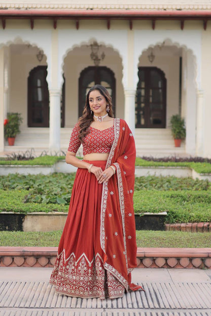 Premium NC Vichitra Silk Lehenga Choli – Sequins & Thread Embroidery
