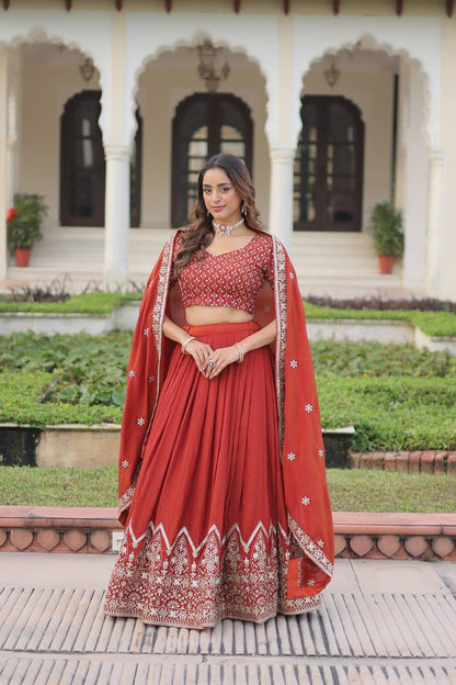 Premium NC Vichitra Silk Lehenga Choli – Sequins & Thread Embroidery