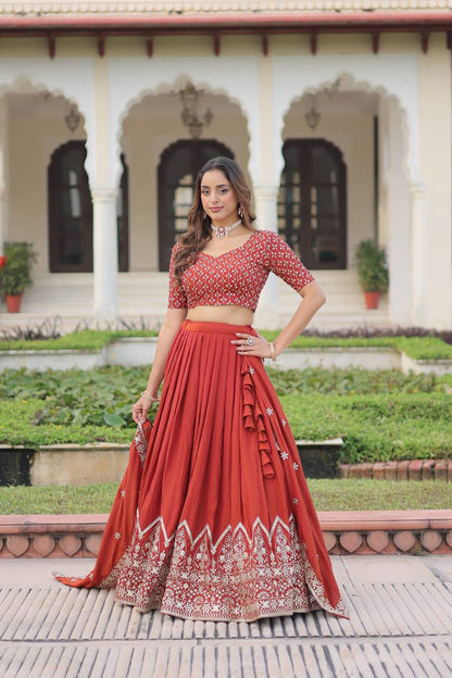 Premium NC Vichitra Silk Lehenga Choli – Sequins & Thread Embroidery