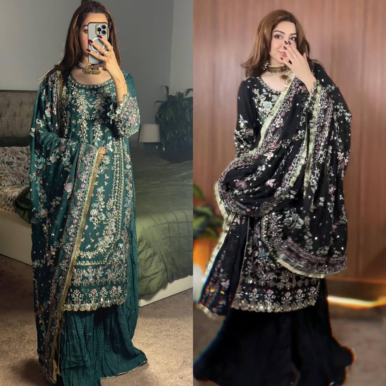 Premium Faux Georgette Top, Pant & Dupatta – Heavy Embroidery