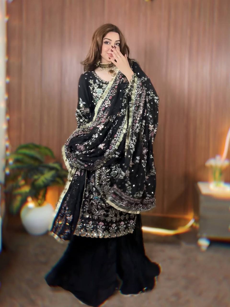 Premium Faux Georgette Top, Pant & Dupatta – Heavy Embroidery