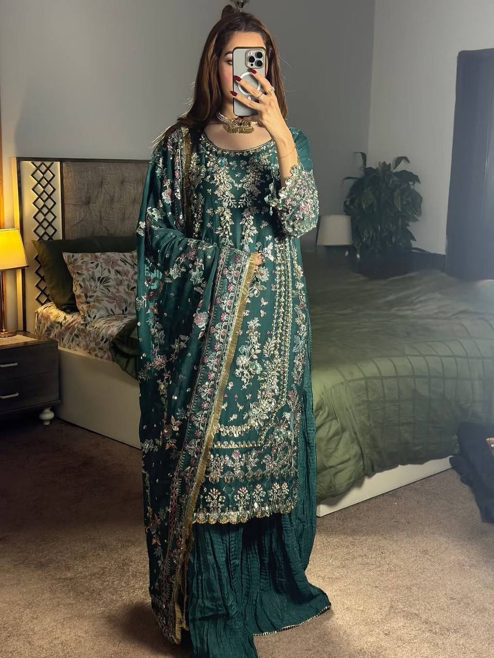 Premium Faux Georgette Top, Pant & Dupatta – Heavy Embroidery