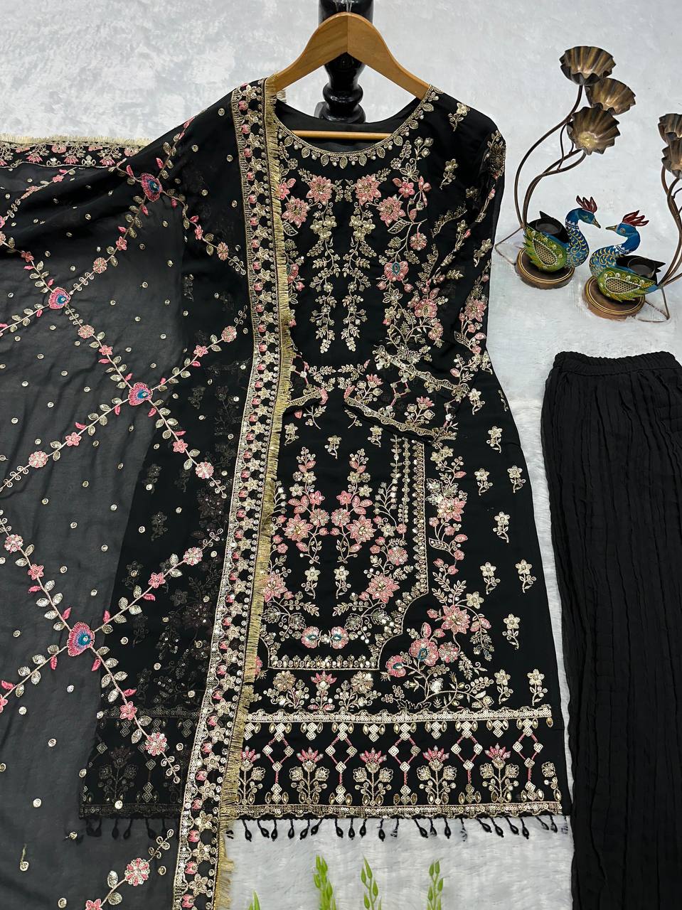 Premium Faux Georgette Top, Pant & Dupatta – Heavy Embroidery